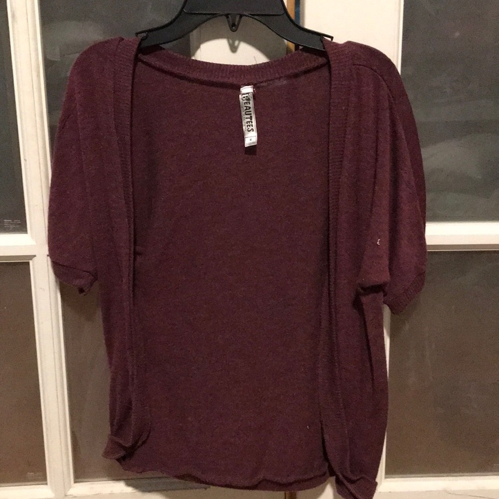 Maroon shorts sleeve cover up